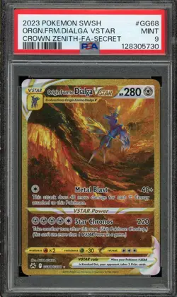 2023 Pokemon Crown Zenith Origin Forme Dialga VSTAR Secret GG68/GG70 PSA 9 Mint - Image 1