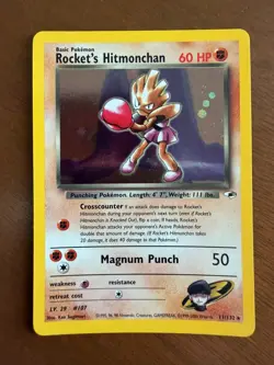 Pokemon TCG Rocket's Hitmonchan #11 [LP] Gym Heroes Holo Vintage Rare - Image 3