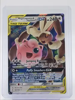 MEGA LOPUNNY & JIGGLYPUFF GX 2019 POKEMON SUN & MOON COSMIC ECLIPSE RARE 165/236 - Image 1