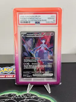 2025 POKEMON DRI EN-DESTINED RIVALS #231 TEAM ROCKET'S MEWTWO EX PSA 10 - Image 1