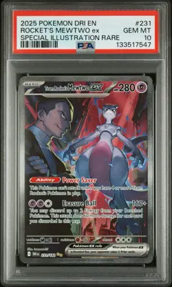 2025 POKEMON DRI EN-DESTINED RIVALS #231 TEAM ROCKET'S MEWTWO EX PSA 10 - Image 3