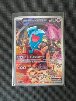Pokemon Destined Rivals Team Rockets Wobbuffet #203 Pokemon Center Stamped Promo - Image 1
