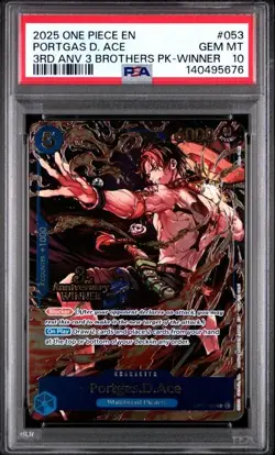 2025 One Piece EN 3rd Anniversary 3 Brothers Winner 053 Portgas D. Ace PSA 10 - Image 1