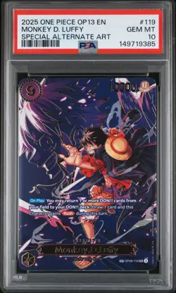 2025 One Piece OP-13 Monkey D. Luffy Special Alternate Art #119 PSA 10 - Image 1