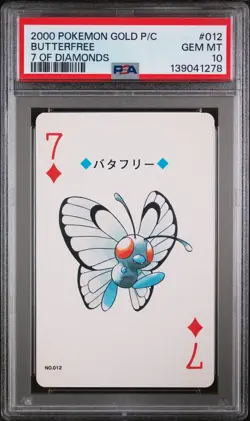 2000 POKEMON GOLD VERSION PLAYING CARDS 7 OF DIAMONDS #012 BUTTERFREE PSA 10 - Image 1