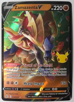 Pokemon TCG Zamazenta v Celebrations Holo Ultra Rare Card 018/025 - Image 1