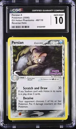 CGC 10 Persian EX Holon Phantoms 48/110 Reverse Holo Stamped Pokemon Card - Image 1