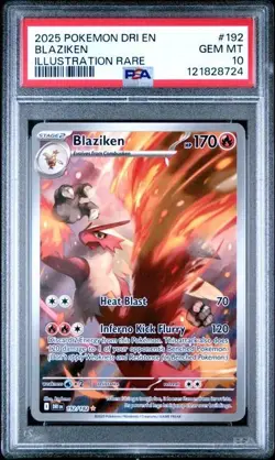 2025 POKEMON DRI EN-DESTINED RIVALS ILLUSTRATION RARE #192 BLAZIKEN PSA 10 - Image 1