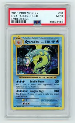 2016 Pokemon XY Evolutions Gyarados Holo #34 PSA 9 Mint - Image 1