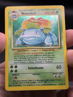 1999 Pokemon Venusaur Holo Rare 15/102 Base Set Unlimited English WOTC MP - Image 3