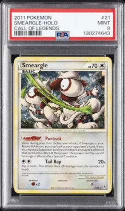 2011 POKEMON CALL OF LEGENDS #21 SMEARGLE-HOLO PSA 9 - Image 1