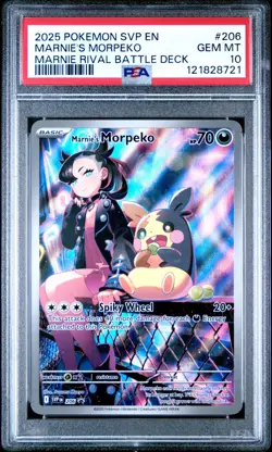 2025 POKEMON SVP EN-SV BLACK STAR PROMO #206 MARNIE'S MORPEKO PSA 10 - Image 1