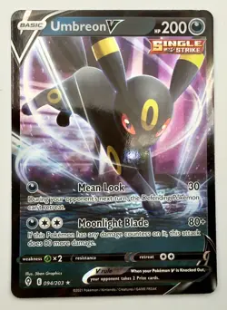 Pokemon Umbreon V Ultra Rare Single Strike Holo SWSH07 094/203 200 HP - Image 1