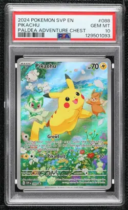 Pikachu (Paldea Adventure Chest) Holo Pokemon Scarlet & Violet Black Star PSA 10 - Image 1