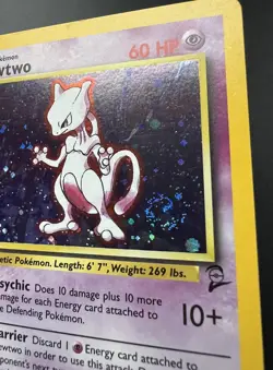 2000 Pokemon Base Set 2 Mewtwo Holo Rare #10/130 With Swirl 🌀 LP - Image 2