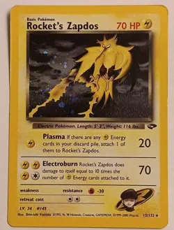 Rocket's Zapdos 15/132 Gym Challenge Holo Rare Vintage Pokemon TCG WOTC - Image 1