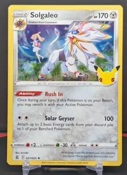 Pokemon Solgaleo #021/025 English 25th Anniversary Celebrations Holo Rare - Image 1