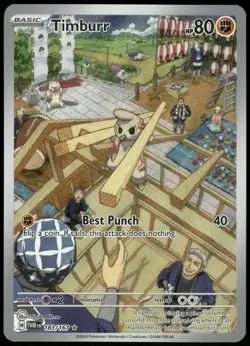 Pokemon Timburr Illustration Rare SV06: Twilight Masquerade 183/167 NM Holofoil - Image 1