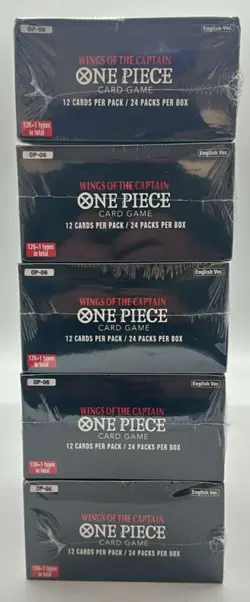 Lot of (5) One Piece TCG OP-06 Wings Of The Captain Booster Boxes SEALED - Image 5