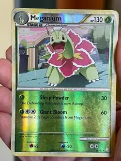 POKEMON MEGANIUM 26/123 RARE REVERSE HOLOFOIL HEARTGOLD & SOULSILVER MP CARD - Image 1