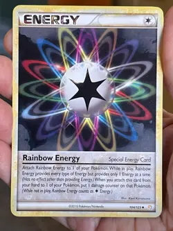 POKEMON RAINBOW ENERGY 104/123 UNCOMMON HEARTGOLD & SOUL SILVER NM CARD - Image 1