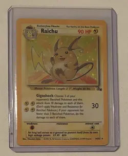 Pokemon TCG Raichu #14/62 Holo Fossil Card 1999 Vintage Crease - Image 1
