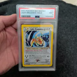 2002 POKEMON NEO DESTINY #14 LIGHT DRAGONITE - HOLO PSA 9 #14 Swirl - Image 3