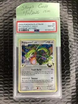 PSA 8 Rayquaza C Holo Supreme Victors #8 2009 Pokemon Platinum - Image 1