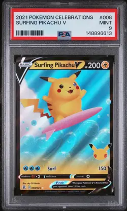 Surfing Pikachu V 008 Celebrations Pokemon PSA 9 - Image 1