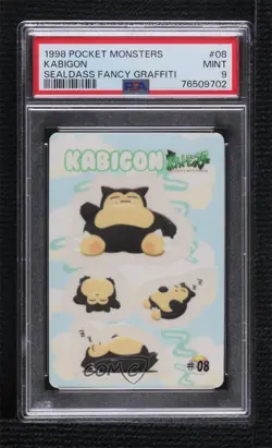 Snorlax Bandai Pocket Monsters Sealdass Fancy Graffiti Stickers Series 1 PSA 9 - Image 1