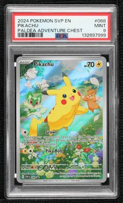 Pikachu (Paldea Adventure Chest) Holo Pokemon Scarlet & Violet Black Star PSA 9 - Image 1