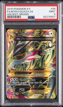 2015 POKEMON XY ANCIENT ORIGINS #98 FULL ART/M RAYQUAZA EX PSA 9 - Image 1