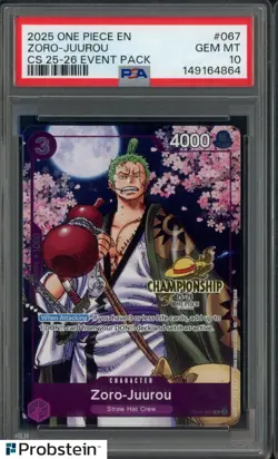 2025 One Piece EN Championshion 25-26 Event Pack #067 Zoro-Juurou PSA 10 - Image 1