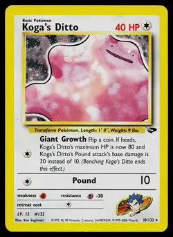 Pokemon Card - Koga's Ditto Gym Challenge 10/132 Holo Unlimited Holo Rare - Image 1