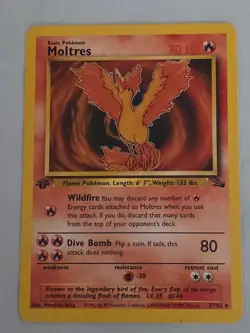 Moltres 1999 Pokemon Fossil 1st Edition Non Holo Card #27 - Image 1