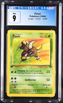 CGC 9 MINT Pinsir 1999 Jungle 1st Edition 25/64 Non Holo Rare Pokemon Card - Image 1
