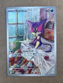 Purrloin - 136/086 - White Flare Holo Illustration Rare Pokemon - NM - English - Image 1
