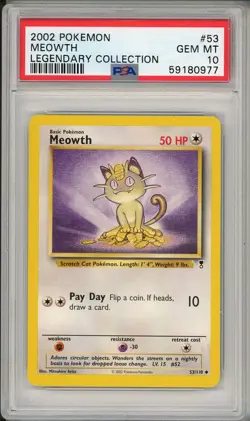 2002 Pokemon Legendary Collection Meowth #53 PSA 10 - Image 1