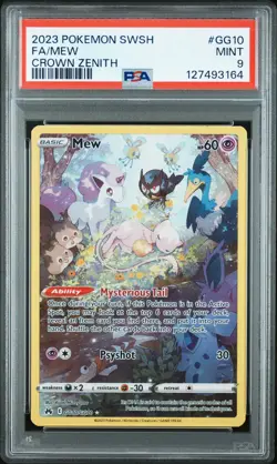 2023 POKEMON SWORD & SHIELD CROWN ZENITH #GG10 FULL ART/MEW PSA 9 - Image 1