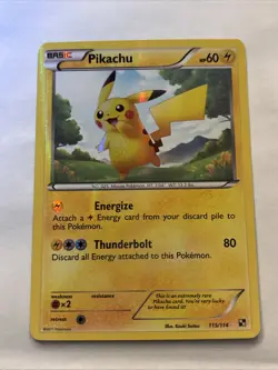 2011 Pokemon Black & White Secret Rare Pikachu Holo Bolt 115/114 -NM - Image 2