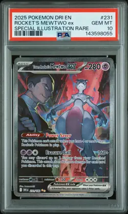 2025 POKEMON DRI EN-DESTINED RIVALS #231 TEAM ROCKET'S MEWTWO EX PSA 10 - Image 1