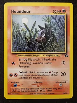 Houndour 24/75 Neo Discovery Non Holo Rare WoTC Pokemon TradingCardGame 2001 LP - Image 1