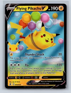 FLYING PIKACHU V 006/025 HOLO RARE V CELEBRATIONS POKEMON NM - Image 1
