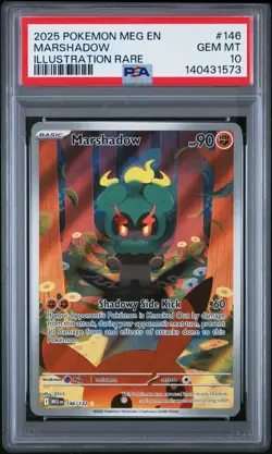 2025 Pokemon Mega Evolutions Marshadow Illustration Rare #146 PSA 10 - Image 1