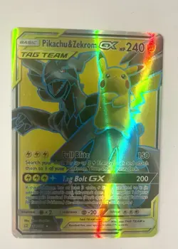 Pokemon Pikachu & Zekrom GX TAG TEAM Ultra Rare Full Art Holo SM-Team Up 162/181 - Image 1