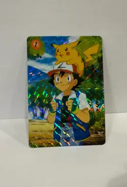 1998 Bandai Pokemon Carddass Ash Pikachu #1 Prism Holo Japanese Anime Card LP+ - Image 4