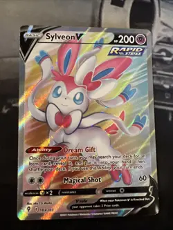 Pokemon TCG Sylveon v Full Art Ultra Rare Holo Card Evolving Skies 183/203 - Image 1