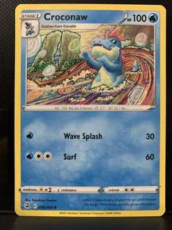 Pokemon TCG Croconaw Reverse Holo Card 056/264 Fusion Strike 2021 NM Condition - Image 1