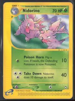 Nidorino Uncommon Aquapolis 055/147 HP Pokemon Card - Image 1