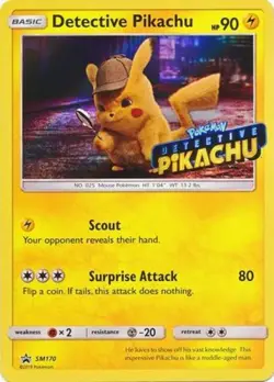 Lightly Played, English Pokemon Holo Detective Pikachu (Stamped) - SM170 - SM Bl - Image 1
